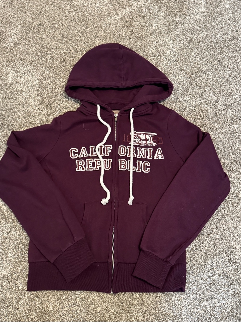Y2K Vintage California Republic Zip-Up Hoodie — Size Large